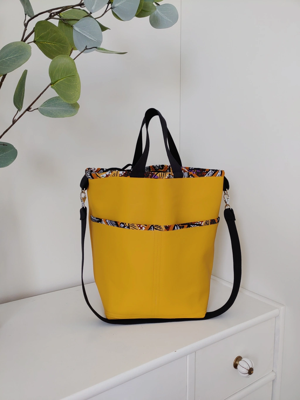 Yellow Leather Project Bag